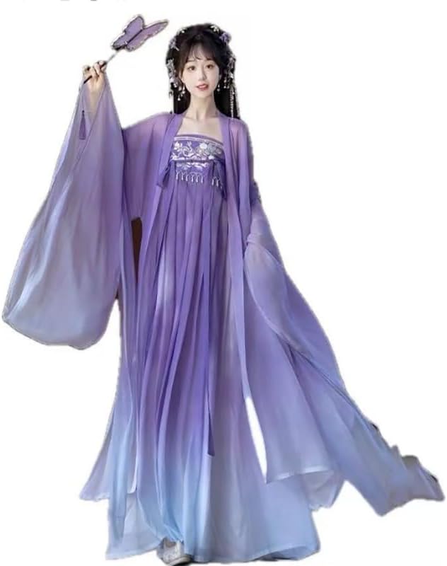 Large Size 8XL Hanfu Dress Women Chinese Tang Dynasty Hanfu Cosplay Costume Gradient Pink Hanfu