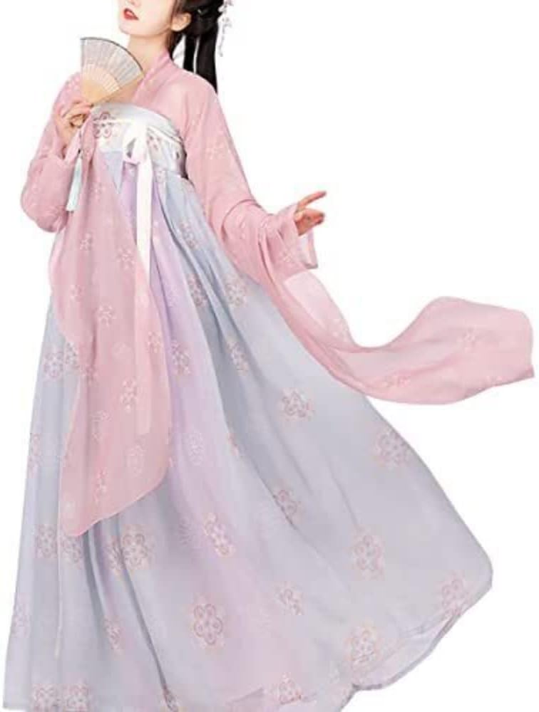 Women's Chinese Hanfu Qixiong Ruqun Sheer Top Tube Dress Outfit Tang Dynasty