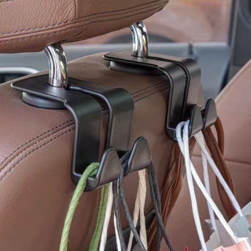 4 Pack Metal Purse Hook for Car, Universal Auto Seat Headrest Hook Hangers Organizer for Car Handbag Clothes Coats Grocery Bags