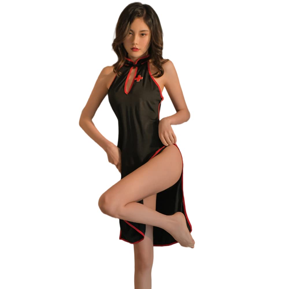 Ladies Sexy Cosplay Halloween Punk Gothic Lingerie Witch Demon Backless Chinese Cheongsam Dress for Women