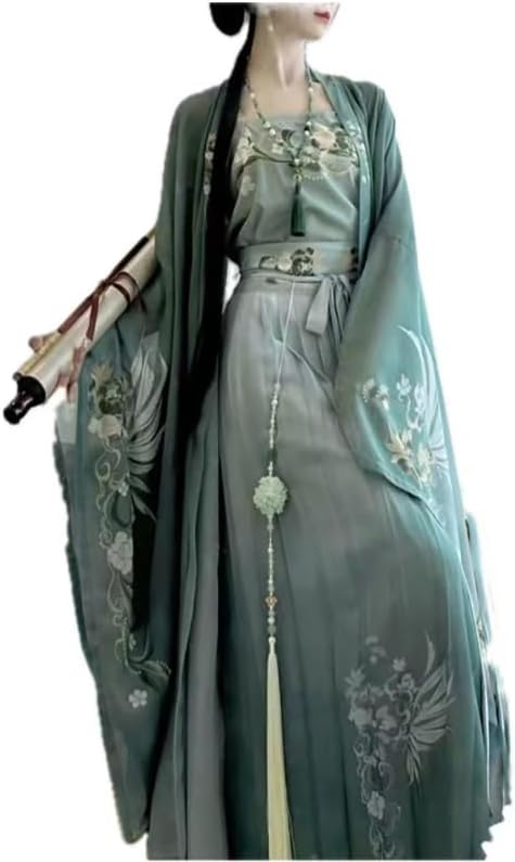 Hanfu Dress Women Chinese Traditional Vintage Hanfu Carnival Halloween Cosplay Costume Green Print Hanfu Plus Size