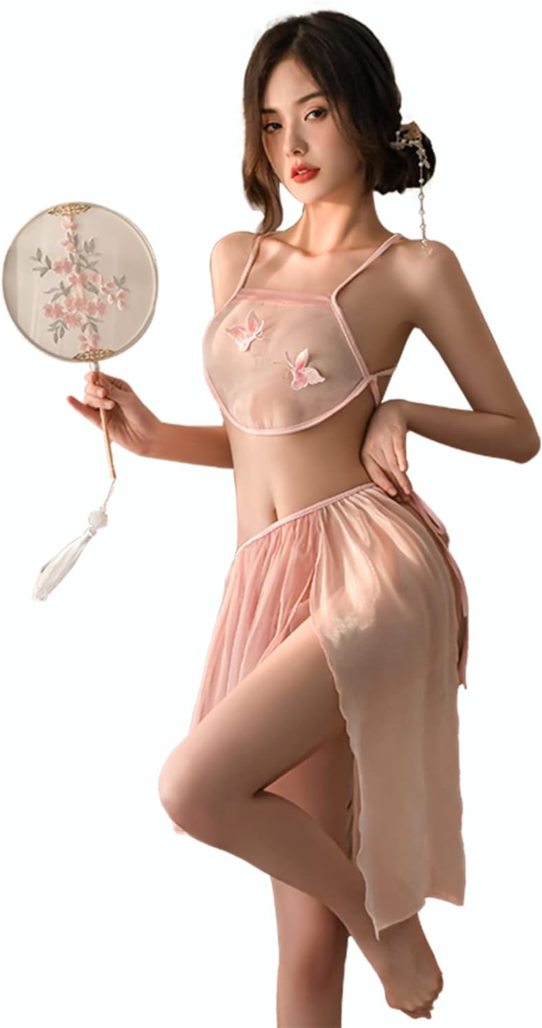 AGJGFM Women's Sexy Chinese cheongsam Oriental costume traditional elegant costume Tang Dynasty Hanfu