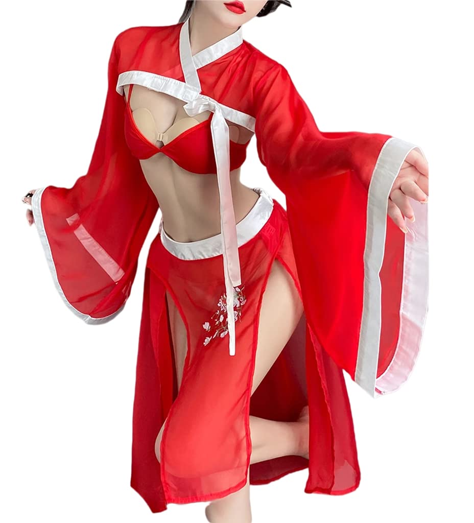 SINROYEE Women's Sexy Asian RolePlay Suit Cosplay Hanfu Cheongsam Dress Anime Lingerie Costumes