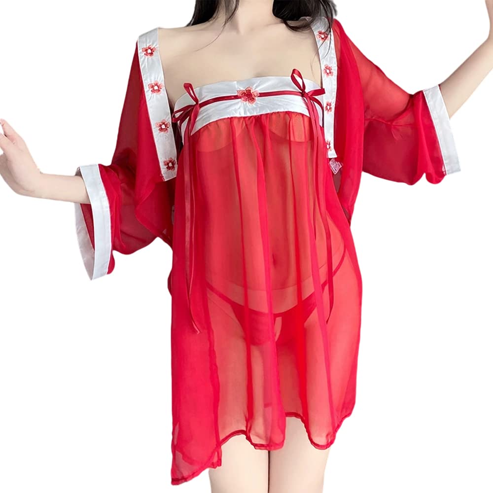 SINROYEE Women's Sexy Asian RolePlay Suit Cosplay Hanfu Cheongsam Dress Anime Lingerie Costumes