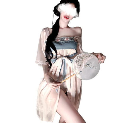 Ladies' Chinese ancient style dress cosplay sexy cheongsam Japanese dancer slit chiffon lingerie