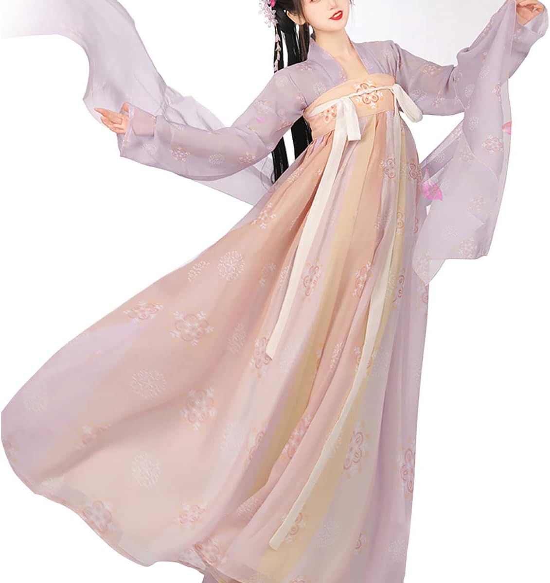 Women's Chinese Hanfu Qixiong Ruqun Sheer Top Tube Dress Outfit Tang Dynasty Traditional Costume