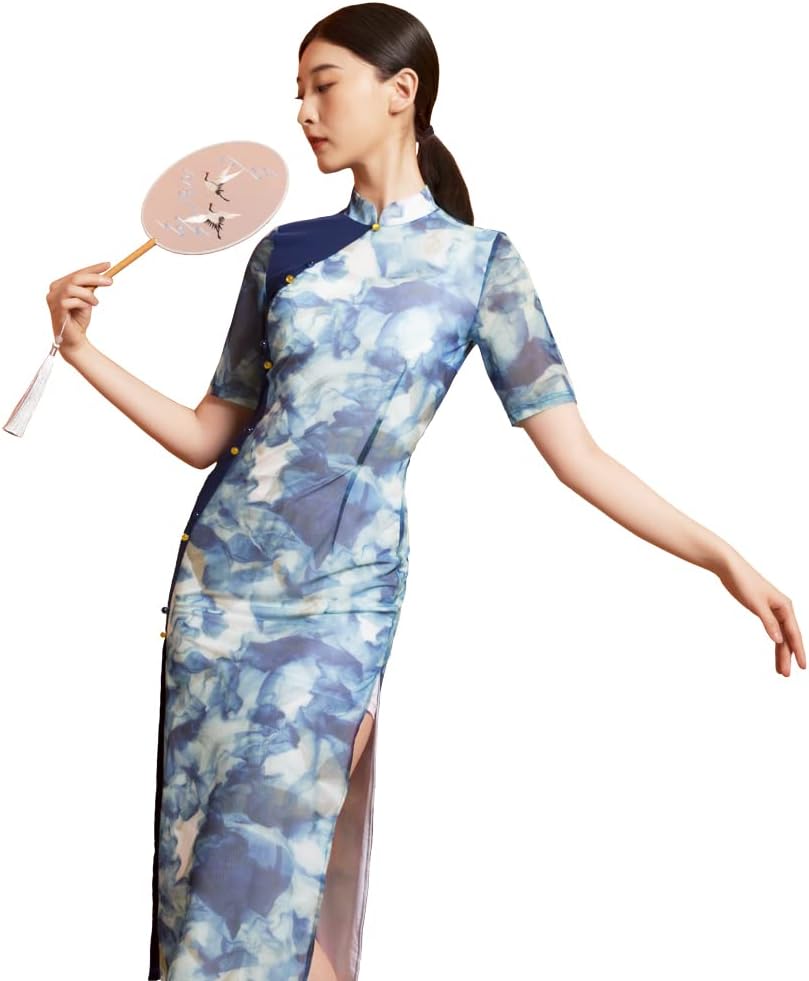 ROYAL SMEELA Qipao Dress for Women - Cheongsam Dress With Mandarin Collar and Slit - Chinese Traditional Clothes