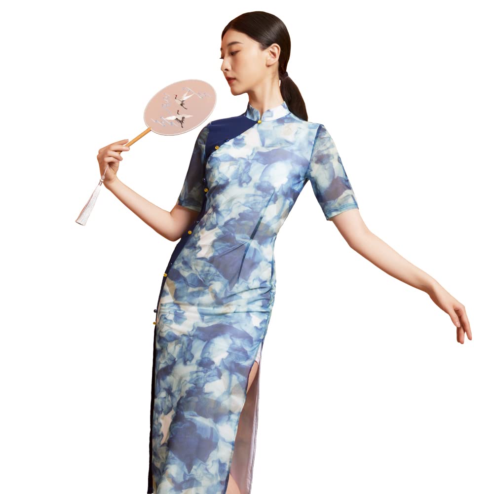 ROYAL SMEELA Qipao Dress for Women - Cheongsam Dress With Mandarin Collar and Slit - Chinese Traditional Clothes