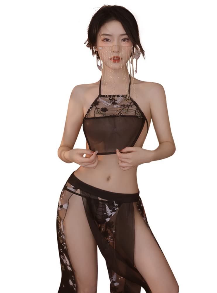 SINROYEE Women's Sexy Asian RolePlay Suit Cosplay Hanfu Cheongsam Dress Anime Lingerie Costumes