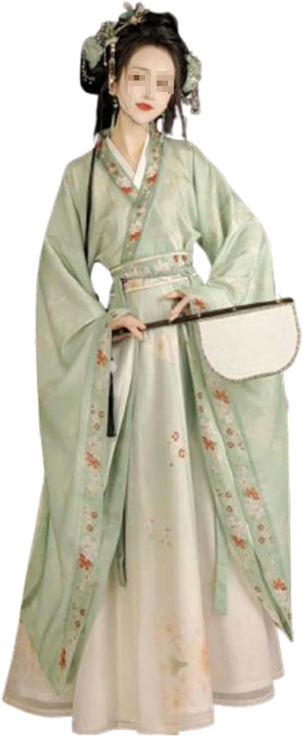 Women Chinese Traditional Ancient Stage Performance Costume Hanfu Dress,Green,XL=168~175cm