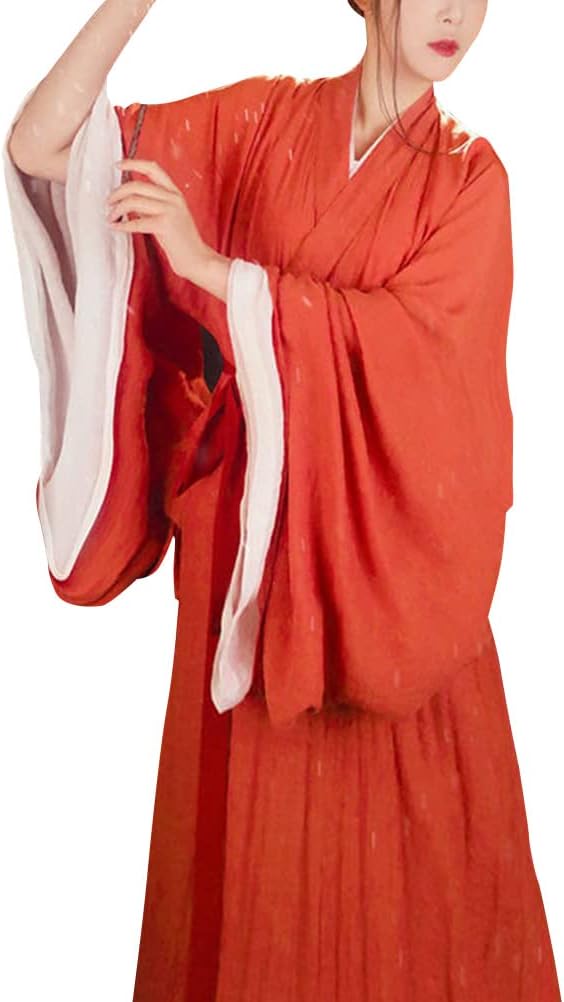 Deluxe Women's Hanfu Dress Traditional Chinese Ancient Costume Han Dynasty Wide Sleeve Long Robe Cross Collar Clothing Outfit