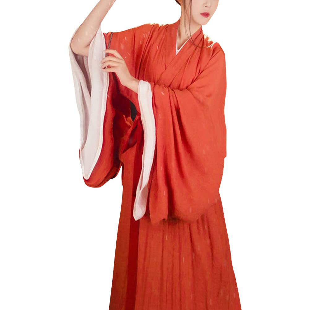 Deluxe Women's Hanfu Dress Traditional Chinese Ancient Costume Han Dynasty Wide Sleeve Long Robe Cross Collar Clothing Outfit