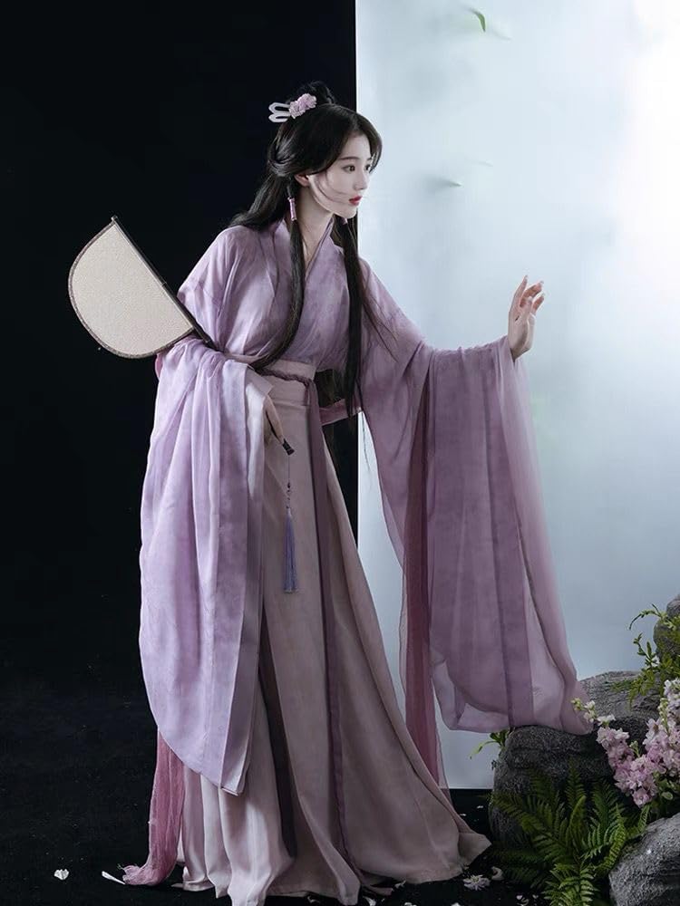 Chinese Hanfu Dress Women Female Halloween Carnival Cosplay Costume Purple Tang Suits Hanfu Dress