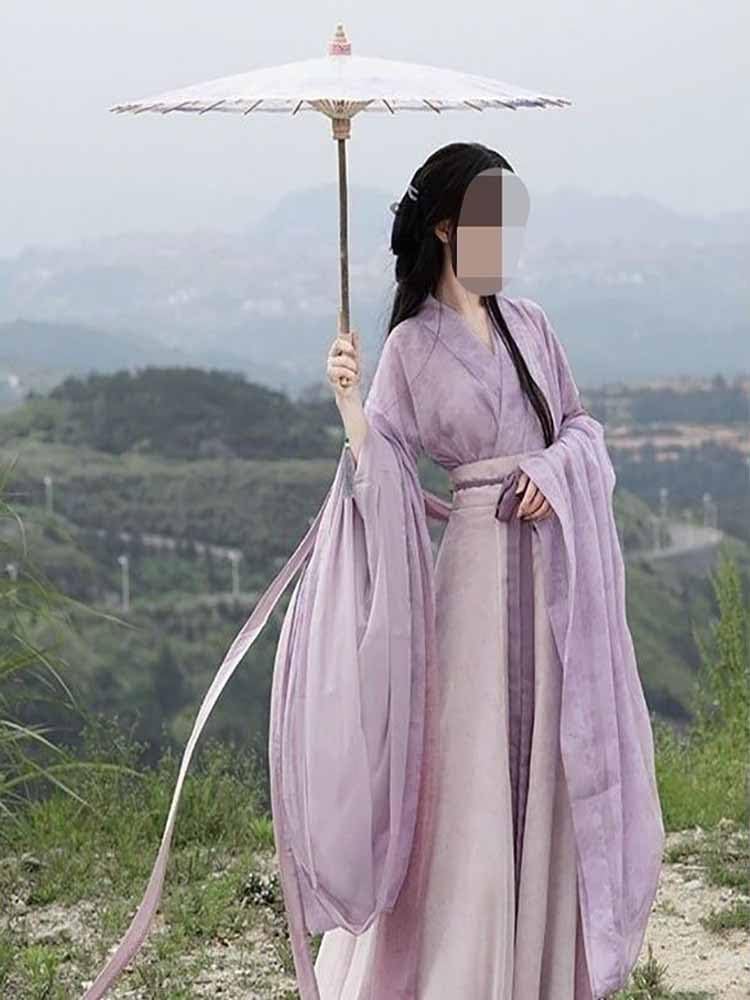 Chinese Hanfu Dress Women Female Halloween Carnival Cosplay Costume Purple Tang Suits Hanfu Dress