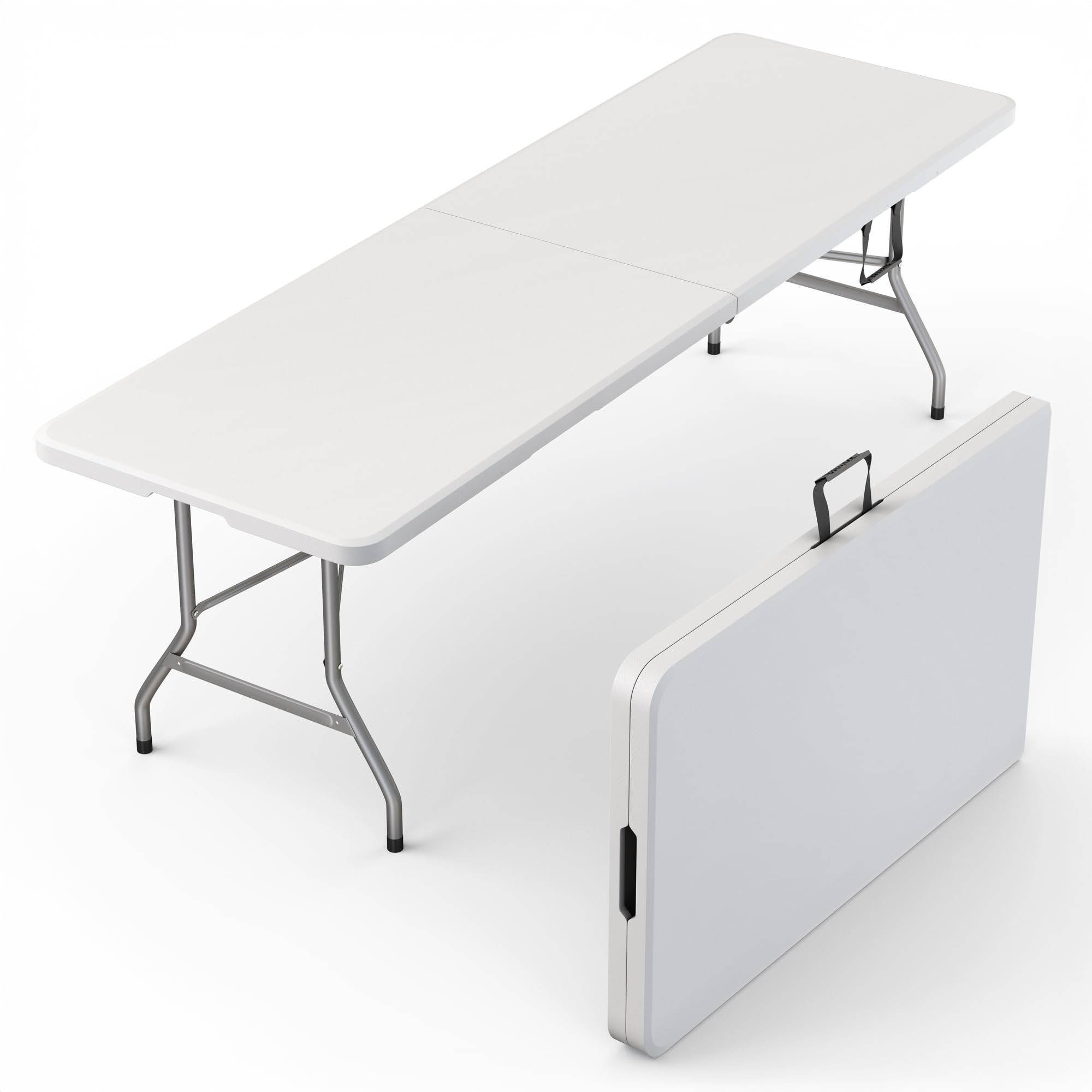 6 Feet Foldable Table with Built in Handle & Steel Legs | 6FT Heavy Duty Folding Portable | Perfect for Party, Dining, Wedding, Events, Picnic Indoor, Outdoor, Camping, Utility, Folding - 6 Foot