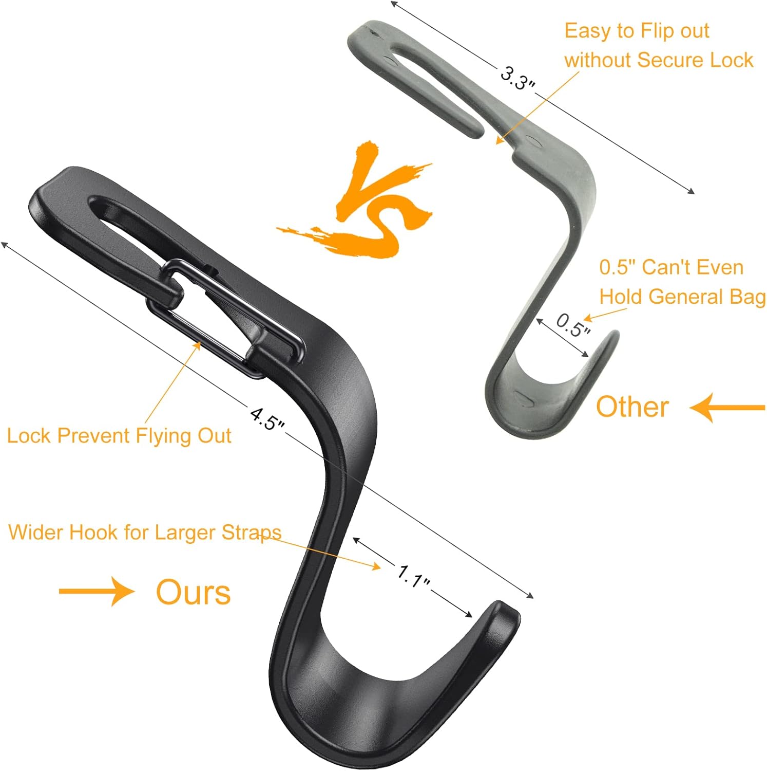 4 Pack Car Back Seat Headrest Hook Hanger for Purse Grocery Bag Handbag Hat