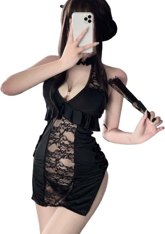 Chinese Traditional Cheongsam Lingerie Sexy Retro Stand Collar Buckle Anime Cosplay Chinese dress