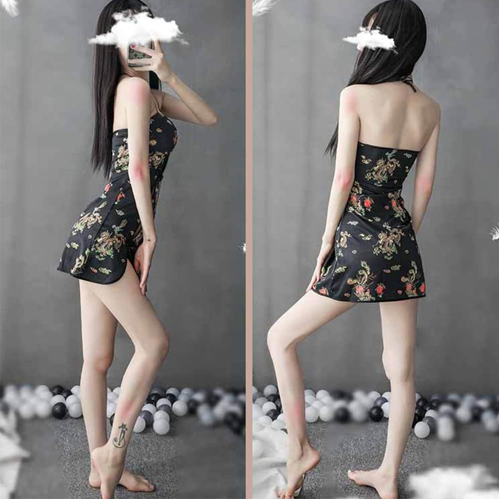 Women's Sexy Cheongsam Lingerie Cosplay Pajamas Chinese Vintage Embroidered Dress