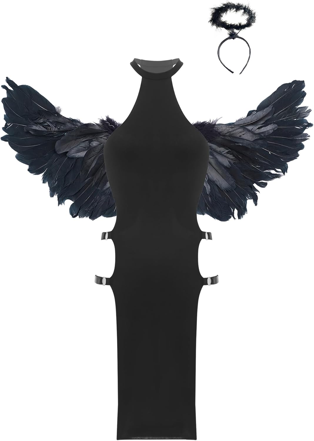 YEAHDOR 3 PCS Women Sleeveless Sides Split Cheongsam Bodycon Dress Cosplay Costume Sexy Lingerie Nightgown