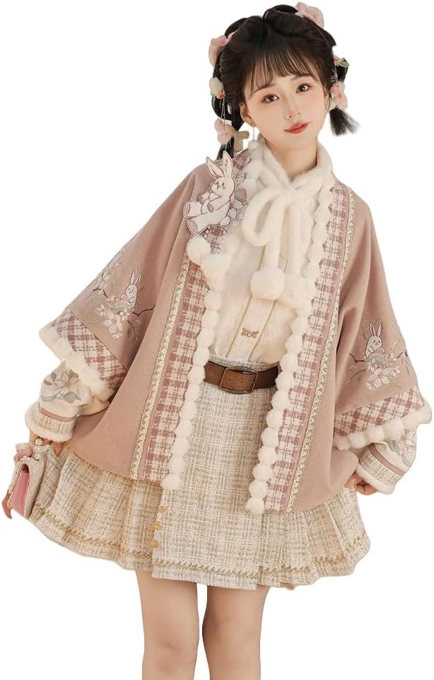 Chinese Hanfu Dress Women Sweet Costume Vintage Long Sleeve Top Jacket Short Skirt for Evening Party