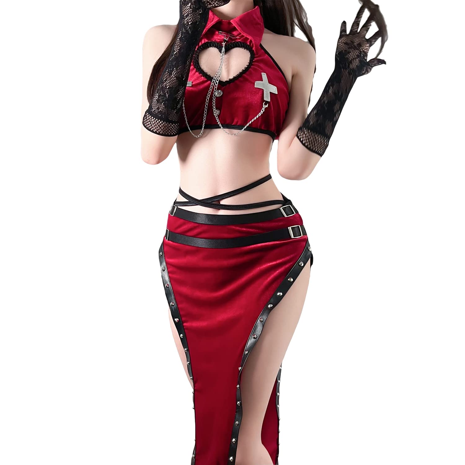 Ladies Sexy Cosplay Halloween Punk Gothic Lingerie Witch Demon Backless Chinese Cheongsam Dress for Women