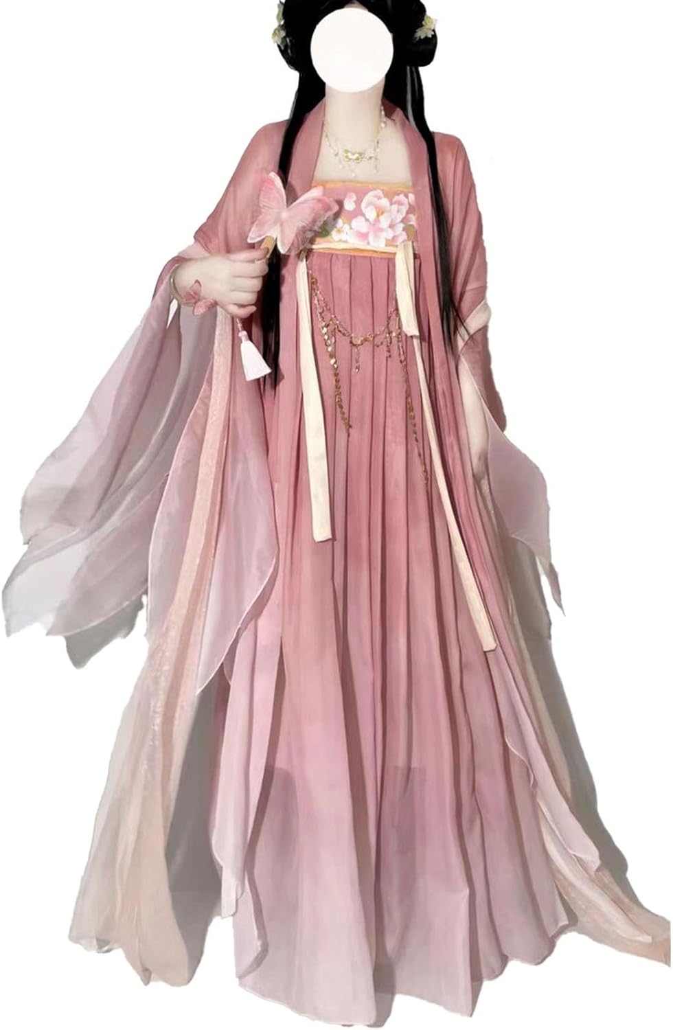 Chinese Hanfu Dress for Women Tang Dynasty Qixiong Ruqun Sheer Top Tube Dress Costume Red