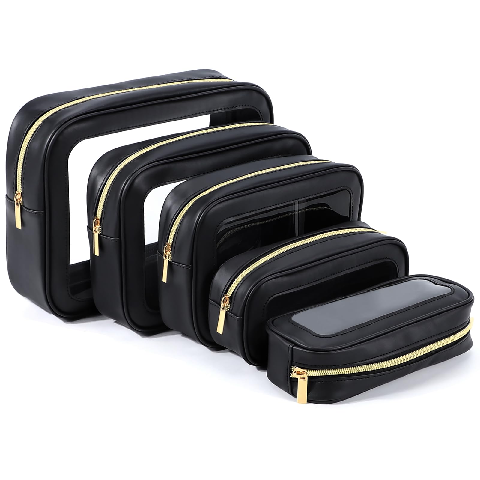 3PCS Clear Toiletry Bag,TSA Approved Travel Makeup Pouch with Zipper for Cosmetics and Toiletries，Diaper Bag Organizer Pouch Set,Women's Purse Organizer and Clear Car Bag