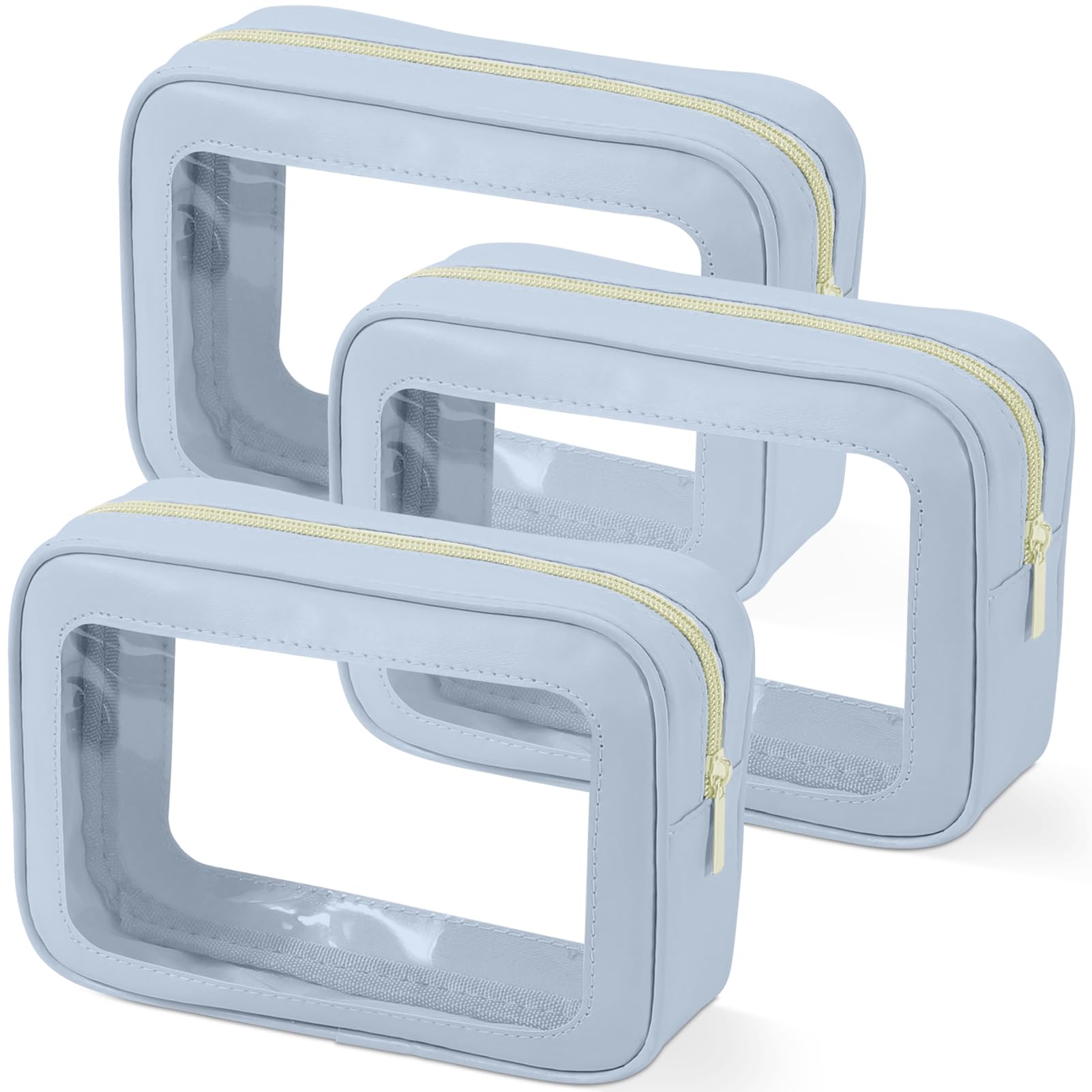 3PCS Clear Toiletry Bag,TSA Approved Travel Makeup Pouch with Zipper for Cosmetics and Toiletries，Diaper Bag Organizer Pouch Set，Women's Purse Organizer and Clear Car Bag