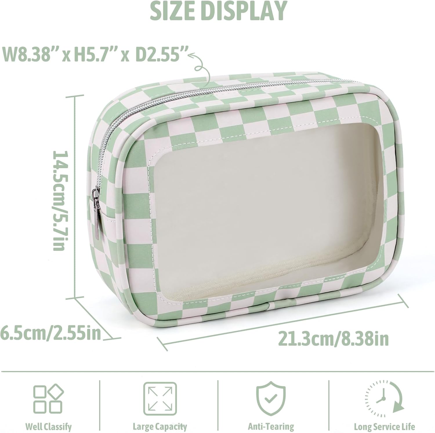 3PCS Clear Toiletry Bag,TSA Approved Travel Makeup Pouch with Zipper for Cosmetics and Toiletries，Diaper Bag Organizer Pouch Set,Women's Purse Organizer and Clear Car Bag