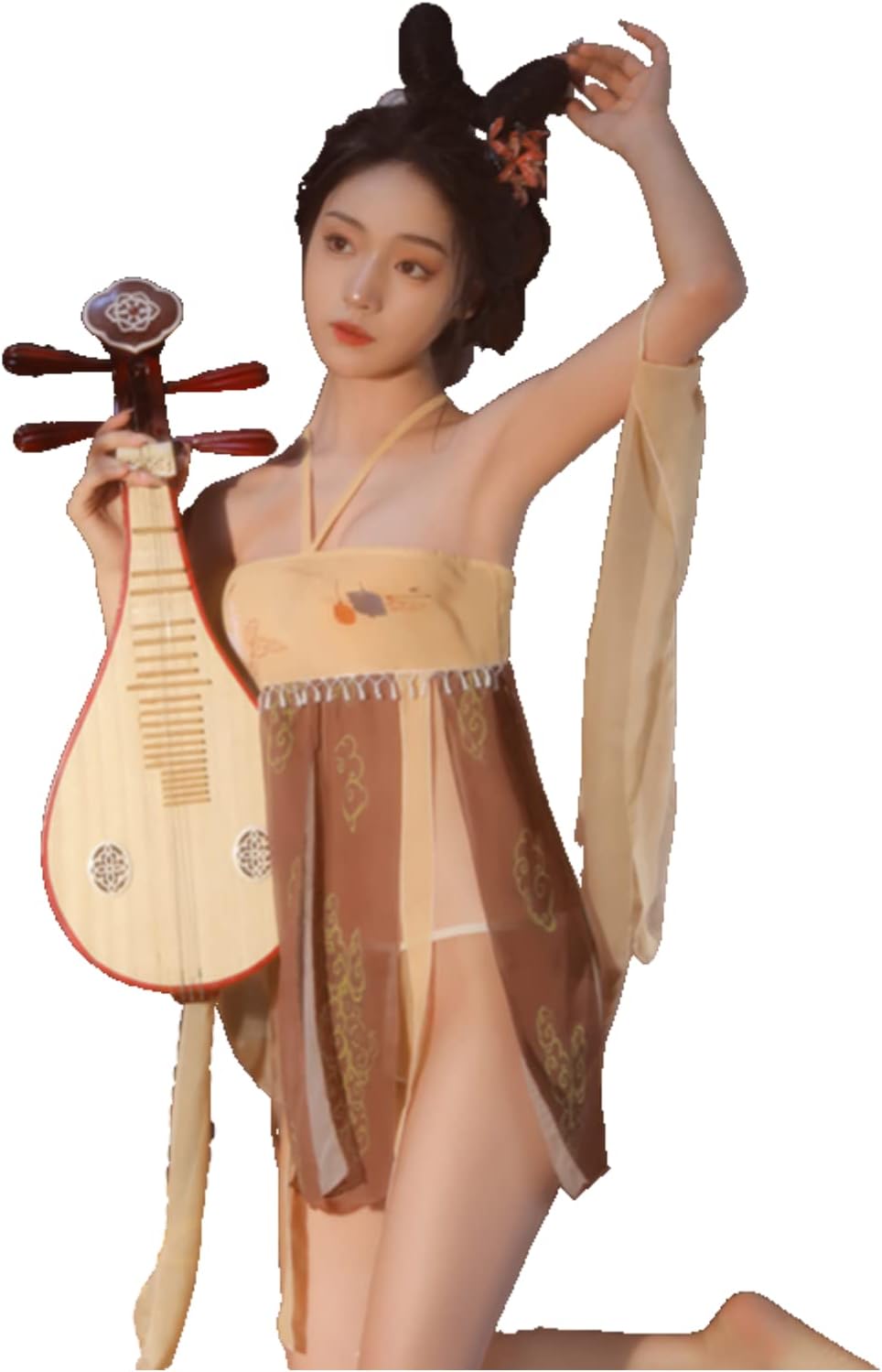 AGJGFM Women's Sexy Chinese cheongsam Oriental costume traditional elegant costume Tang Dynasty Hanfu