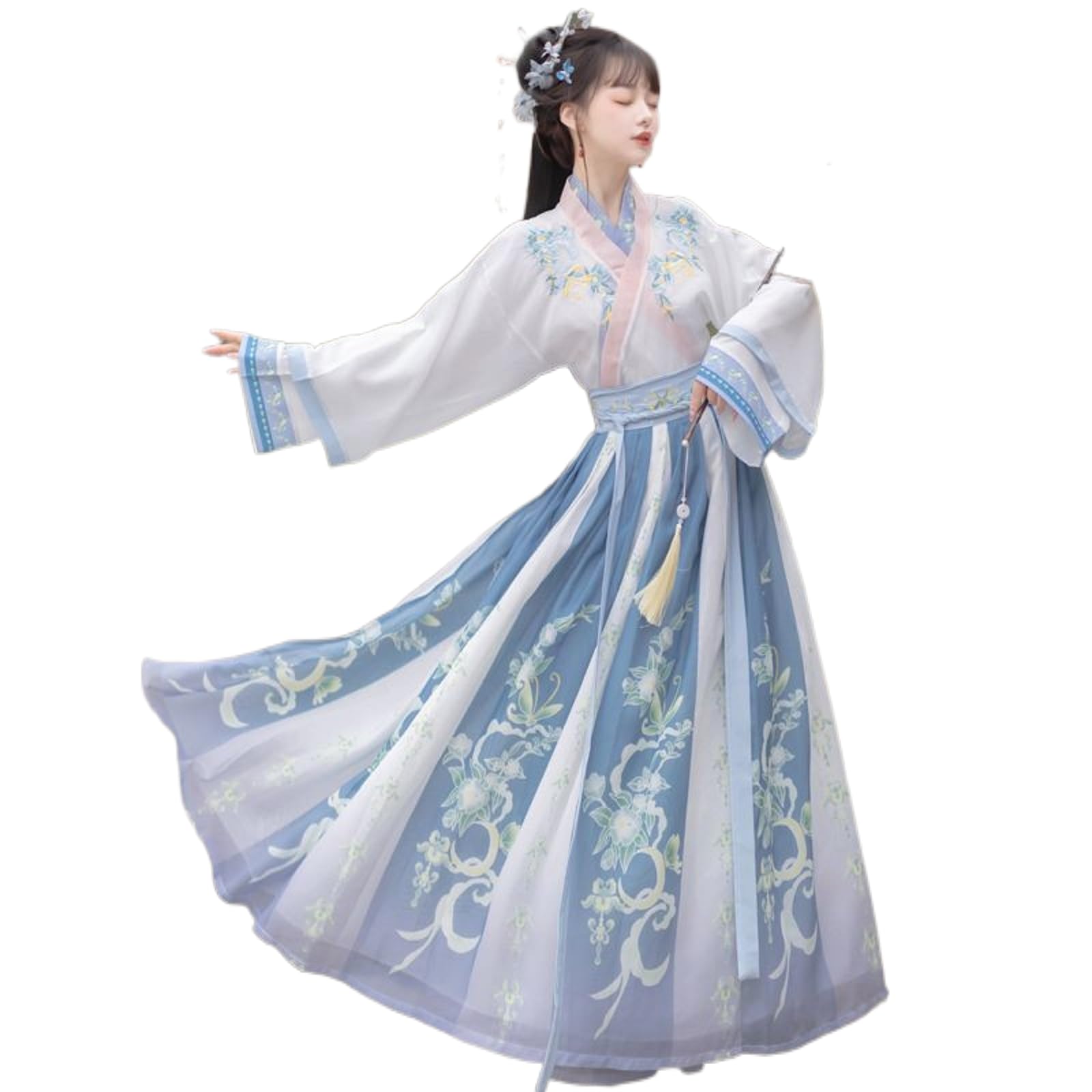 Chinese Hanfu Women Tulle Chiffon Loose fitting Dress Ancient Traditional Clothing New Year's clothing