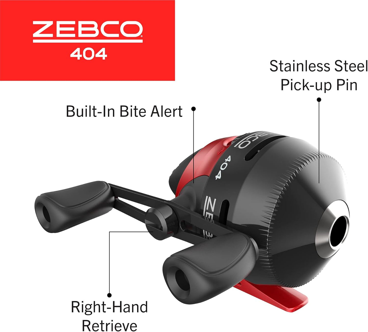 Zebco 404 Spincast Reel and Fishing Rod Combo, 6-Foot 2-Piece Fishing Pole, Size 40 Reel, Right-Hand Retrieve, Pre-Spooled with 15-Pound Zebco Line, Black/Red