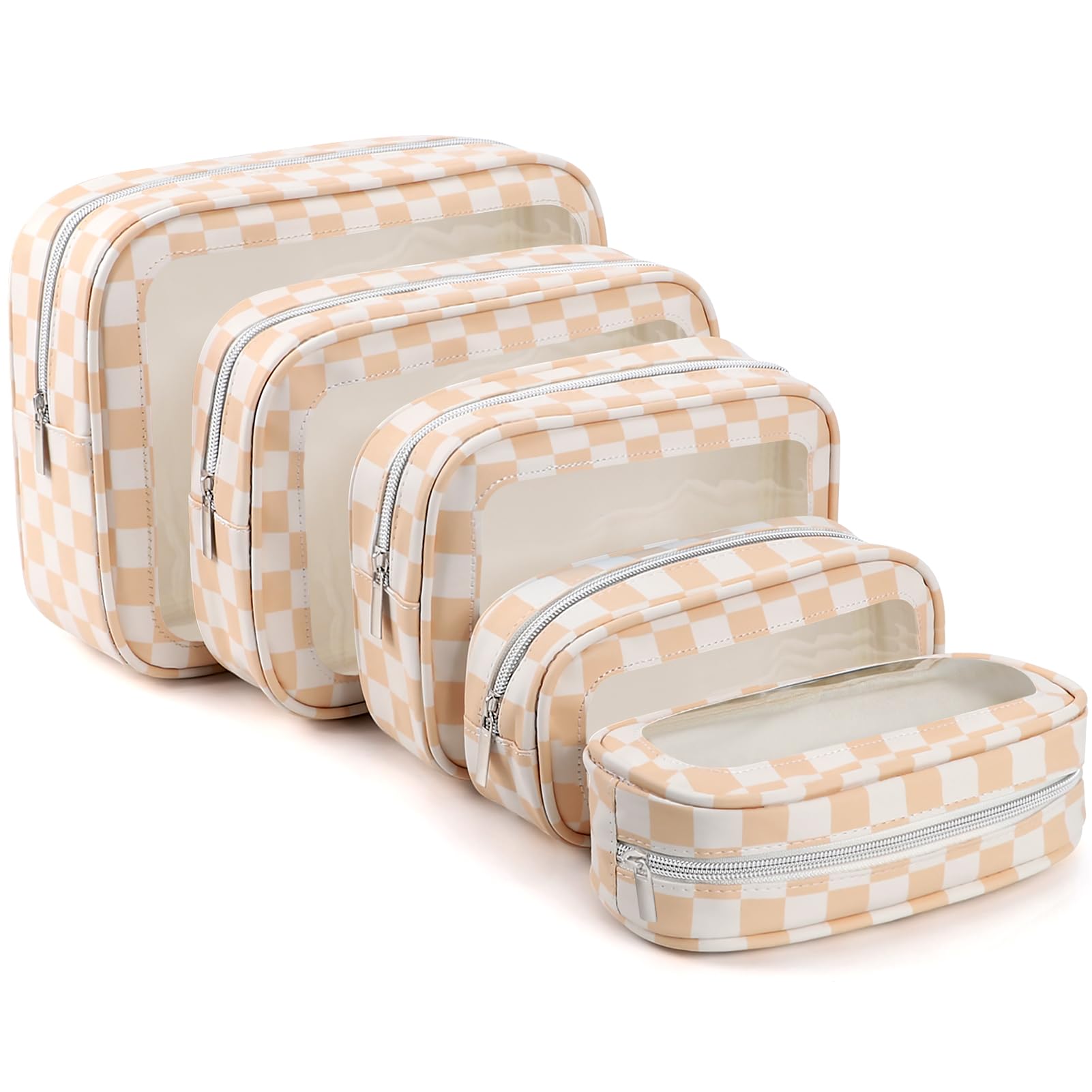 3PCS Clear Toiletry Bag,TSA Approved Travel Makeup Pouch with Zipper for Cosmetics and Toiletries，Diaper Bag Organizer Pouch Set,Women's Purse Organizer and Clear Car Bag