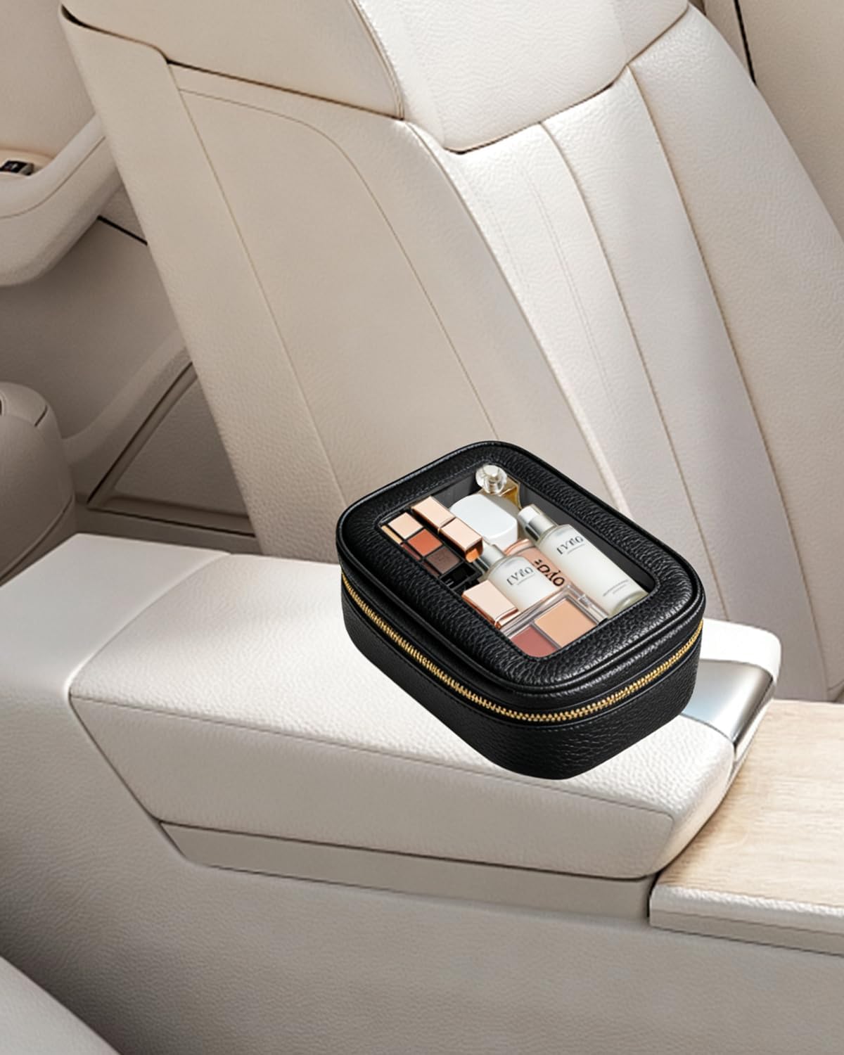 3Pcs Clear Makeup Bag Set for Women, Waterproof Travel Clear Makeup Bag Small Toiletry Bag Skincare Pouch Portable Travel Cosmetic Bag with Zipper Compact Car Organizer Bag for Essentials (Black Set)