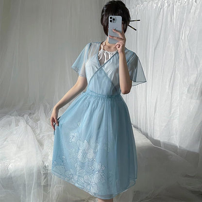 Ladies' Chinese ancient style dress cosplay sexy cheongsam Japanese dancer slit chiffon lingerie
