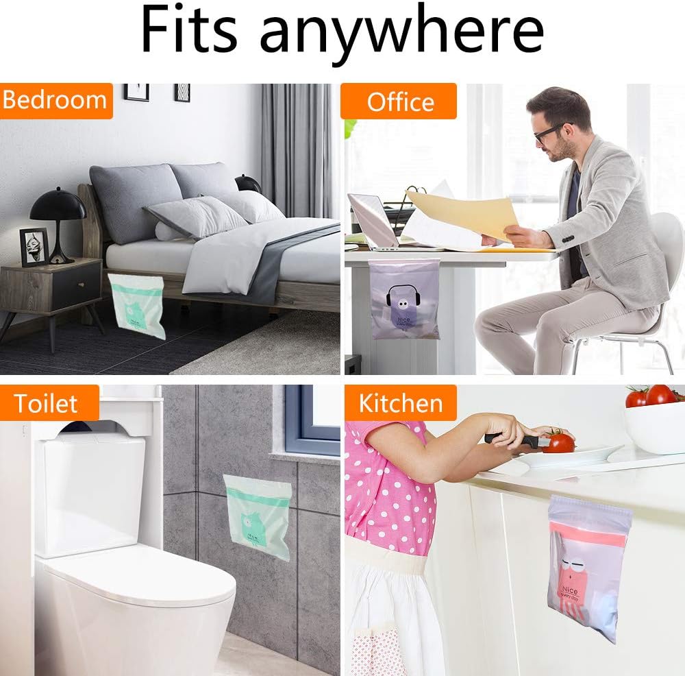 60PCS Easy Stick-On Disposable Car Trash Bag, Leakproof Vomit Bag, Beautiful Kitchen Storage Bag, Durable, Suitable for Cars, Kitchens, Bedrooms, Study Rooms, Travel, Camping, Office Spaces