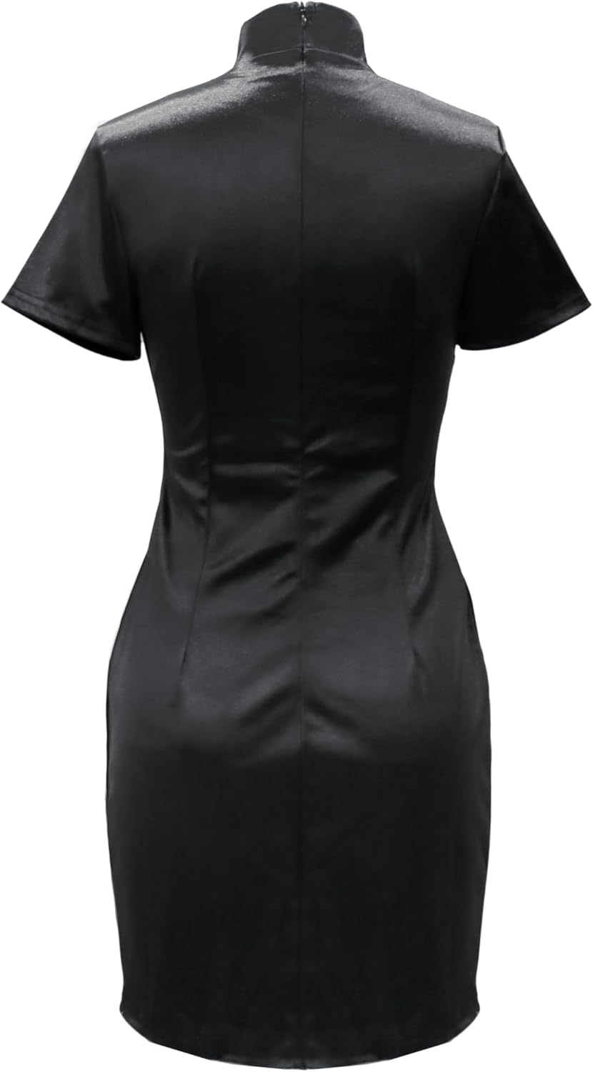 TSMNZMU Cheongsam Dress for Women Gothic Asian Sexy Midi Dress with Dragon Print