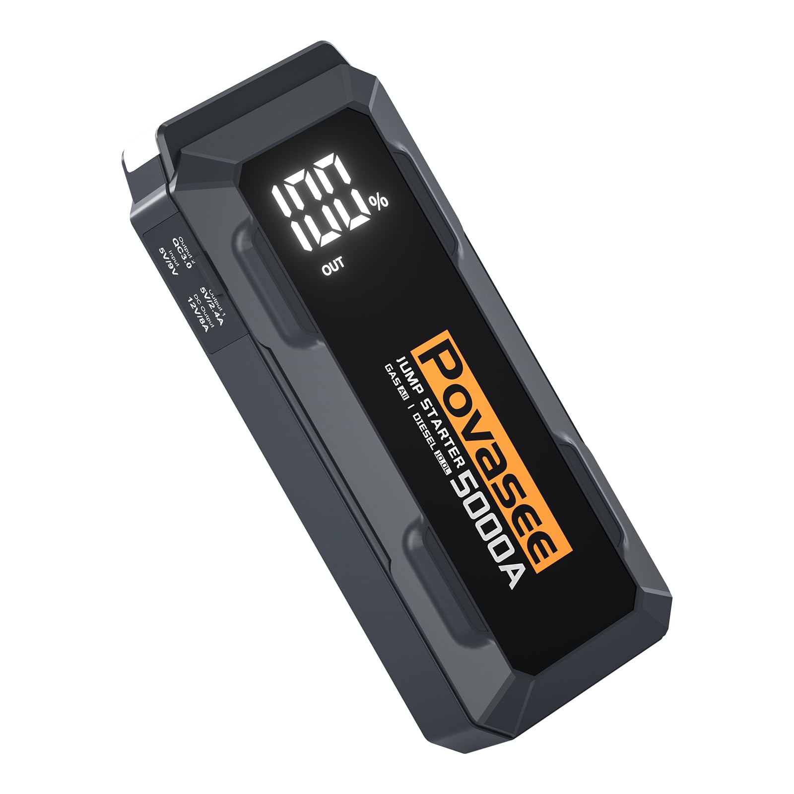 [2026NEW Model] 5000A Jump Starter with Air Compressor,Car Jumper Starter Portable with 150PSI Tire Inflator 12V Jump Box with LCD Display,Flashlight,Storage Case (Up 9L Gas/8L Diesel Engine