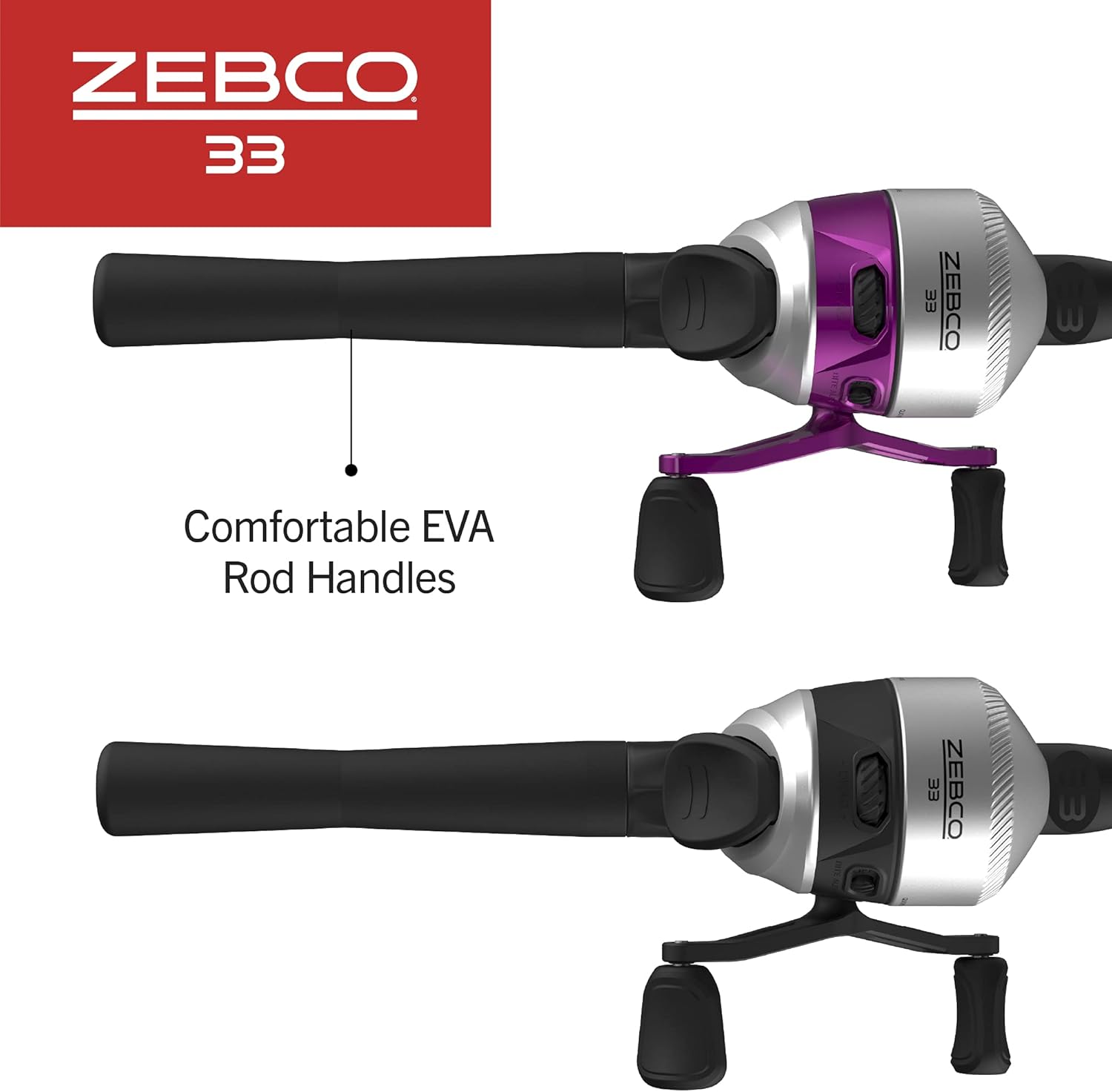 Zebco 33 Spincast Reel and 2-Piece Fishing Rod Combo, 5-Foot 6-Inch Durable Fiberglass Rod, Quickset Anti-Reverse Fishing Reel with Bite Alert