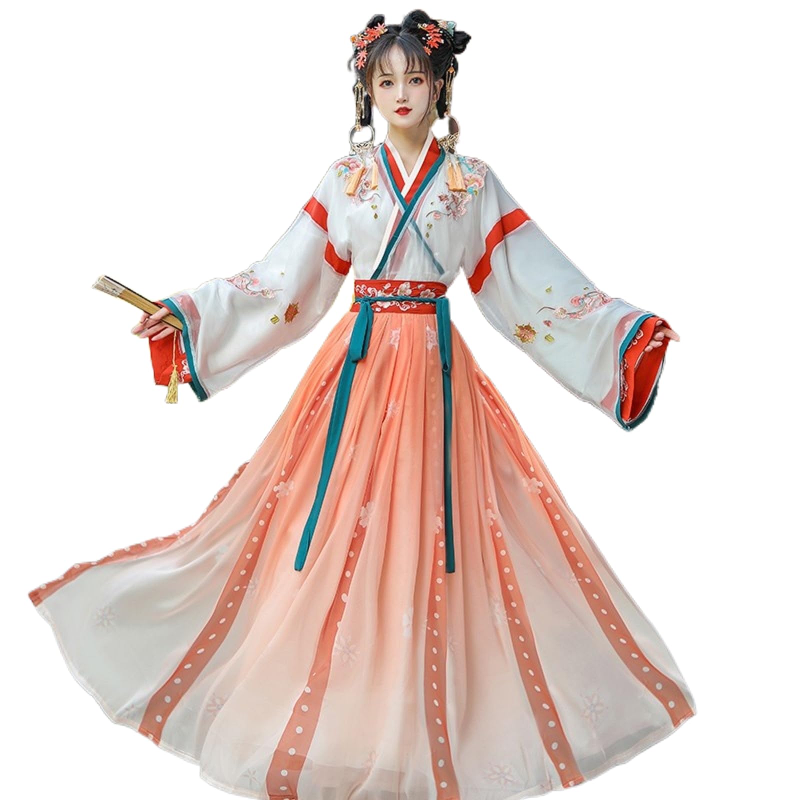 Chinese Hanfu Women Tulle Chiffon Loose fitting Dress Ancient Traditional Clothing New Year's clothing