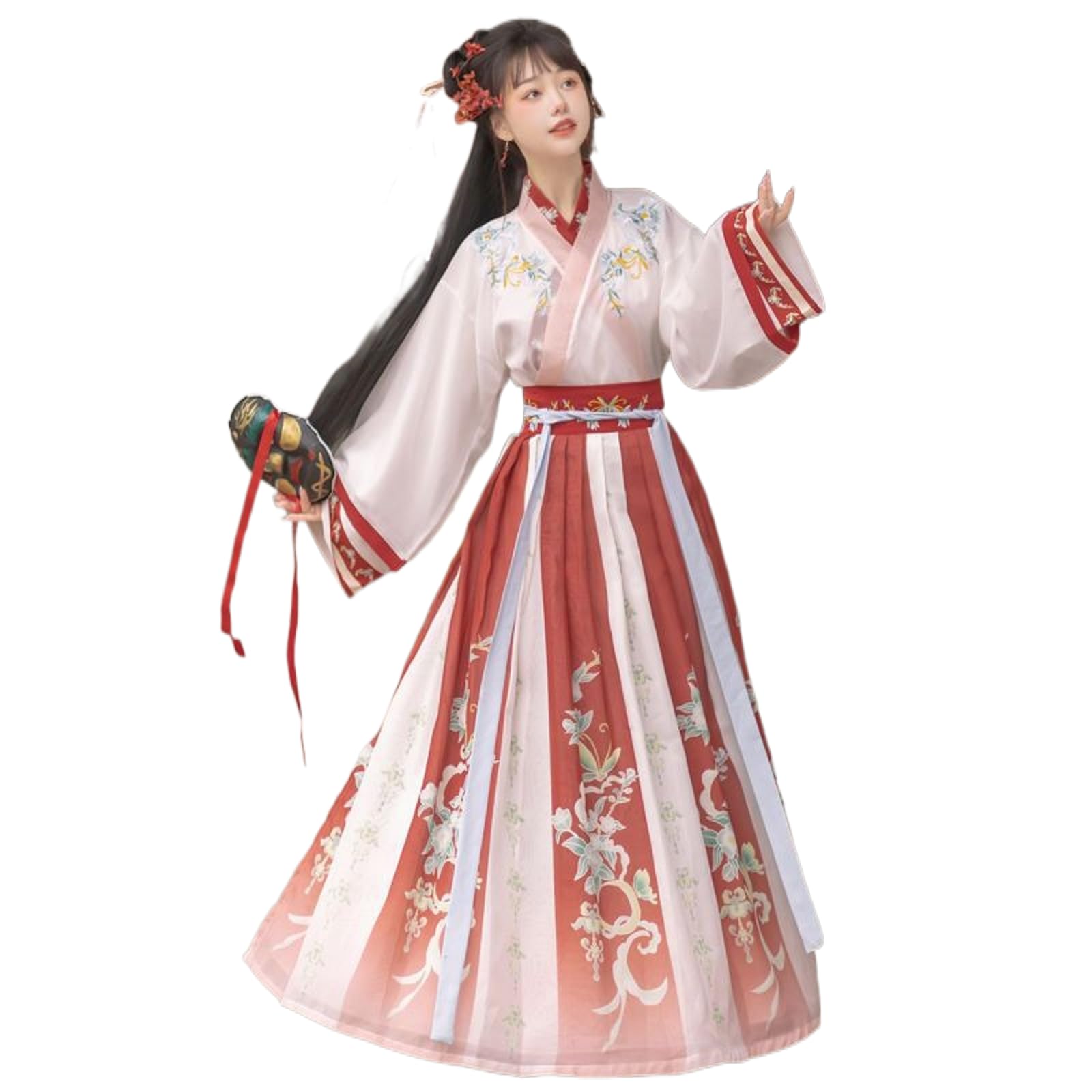 Chinese Hanfu Women Tulle Chiffon Loose fitting Dress Ancient Traditional Clothing New Year's clothing