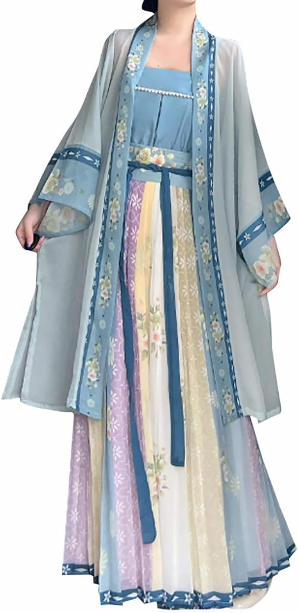 Women's Chinese Ancient Costume Song Dynasty Beizi Cami Top Skirt Summer Hanfu
