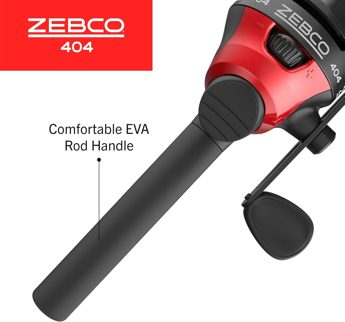 Zebco 404 Spincast Reel and Fishing Rod Combo, 6-Foot 2-Piece Fishing Pole, Size 40 Reel, Right-Hand Retrieve, Pre-Spooled with 15-Pound Zebco Line, Black/Red