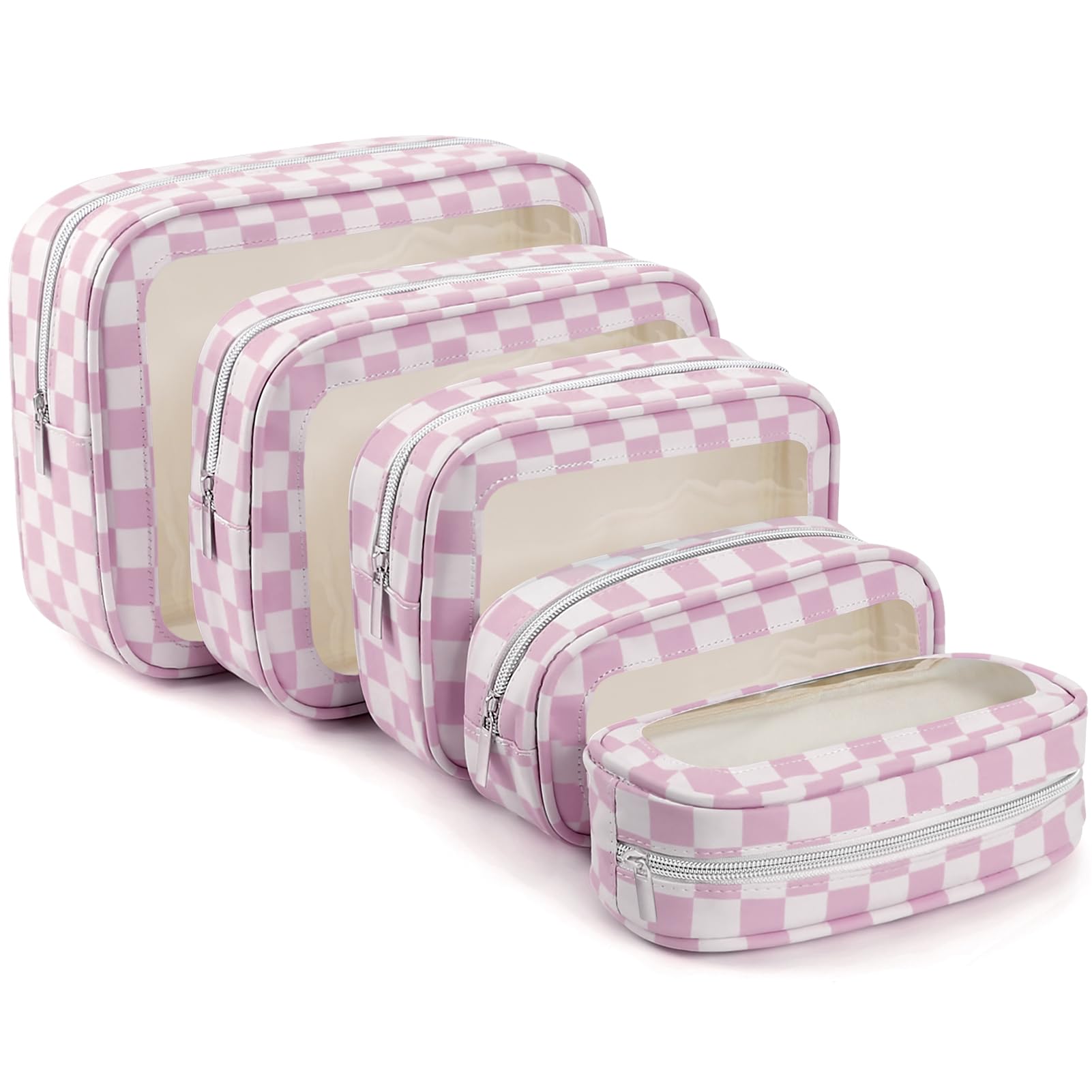 3PCS Clear Toiletry Bag,TSA Approved Travel Makeup Pouch with Zipper for Cosmetics and Toiletries，Diaper Bag Organizer Pouch Set,Women's Purse Organizer and Clear Car Bag