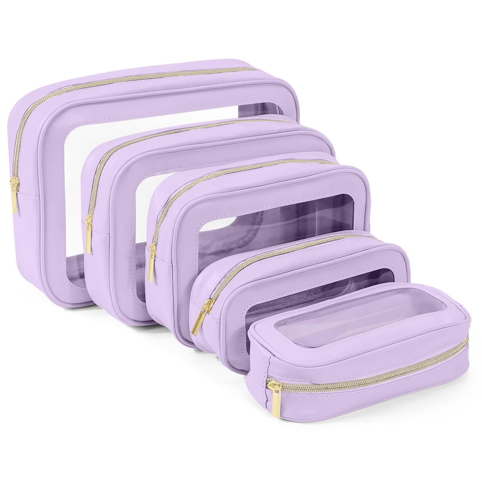 3PCS Clear Toiletry Bag,TSA Approved Travel Makeup Pouch with Zipper for Cosmetics and Toiletries，Diaper Bag Organizer Pouch Set,Women's Purse Organizer and Clear Car Bag