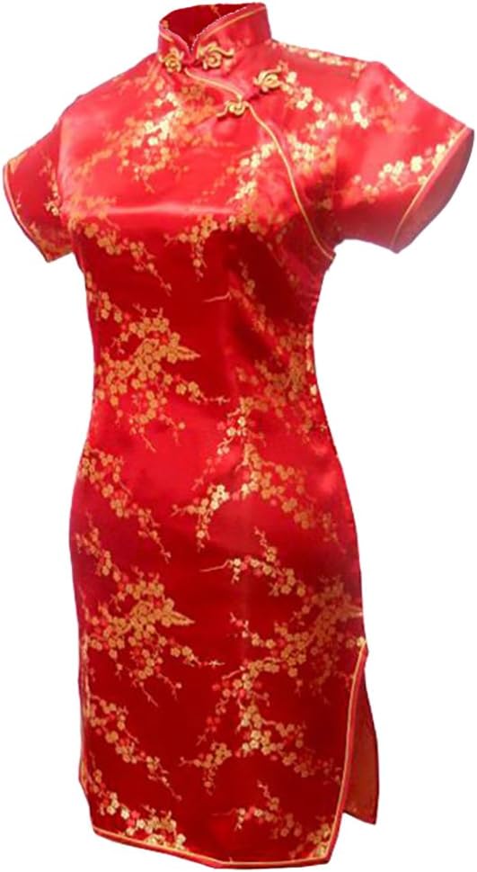 7Fairy Women's Sexy Red Floral Mini Chinese Evening Dress Cheongsam