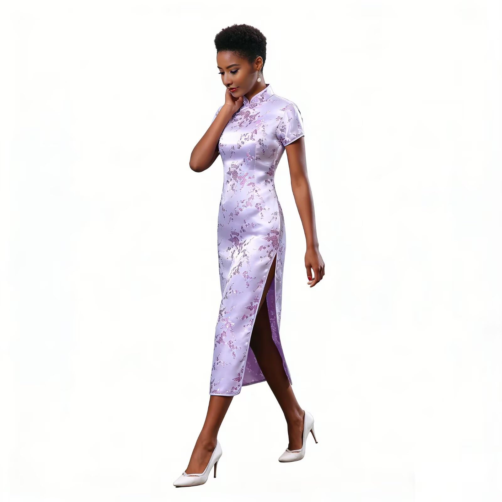 Chinese Women's Cheongsam Qipao Dress Slim Bodycon Exotic Long Split Dresses Wedding Costumes Gown Vintage Lunar New Year