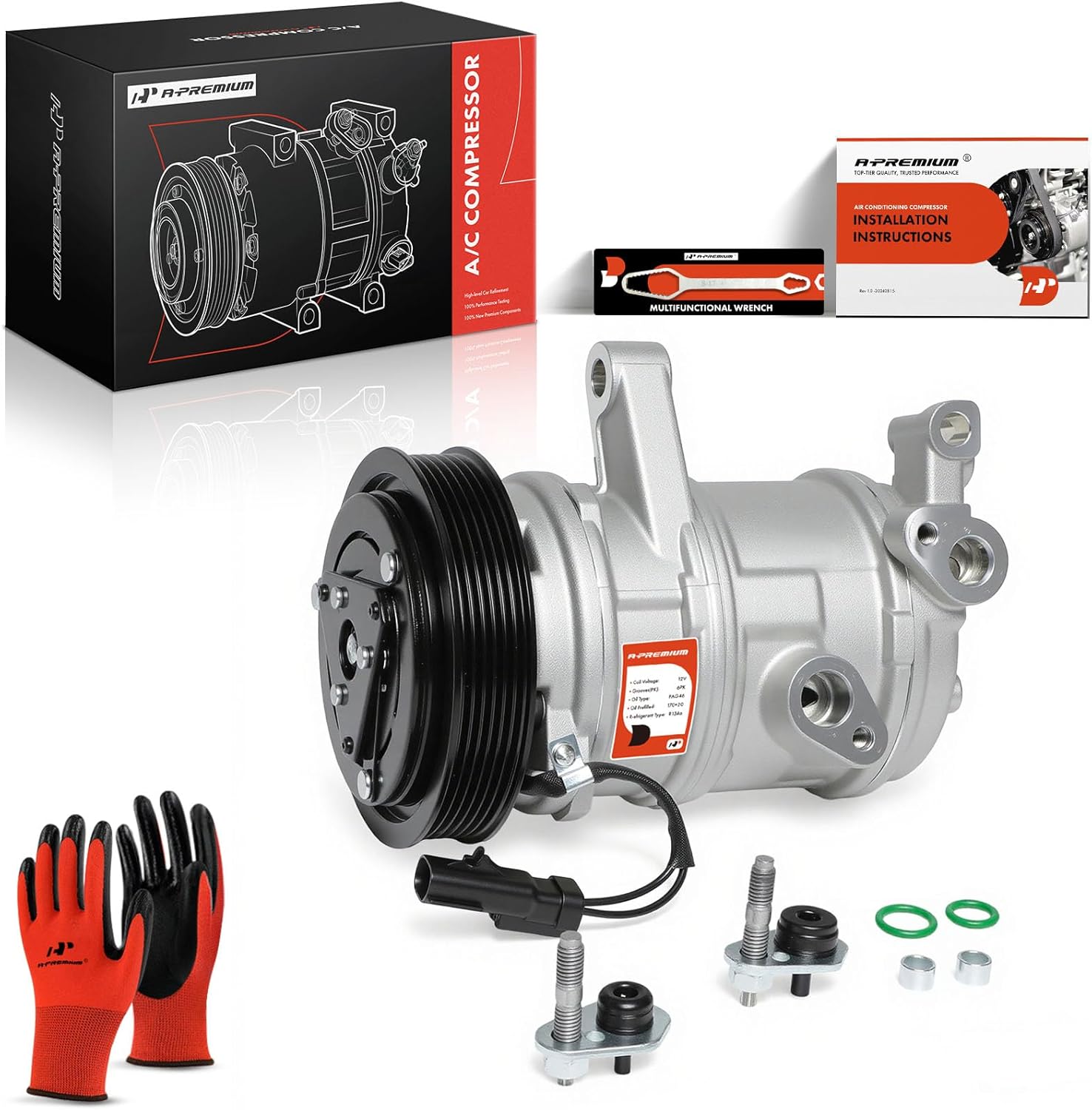 A-Premium A/C Compressor with Clutch Compatible with Dodge Nitro 3.7L 2007-2008, Jeep Liberty 3.7L 2006-2008, Sport Utility