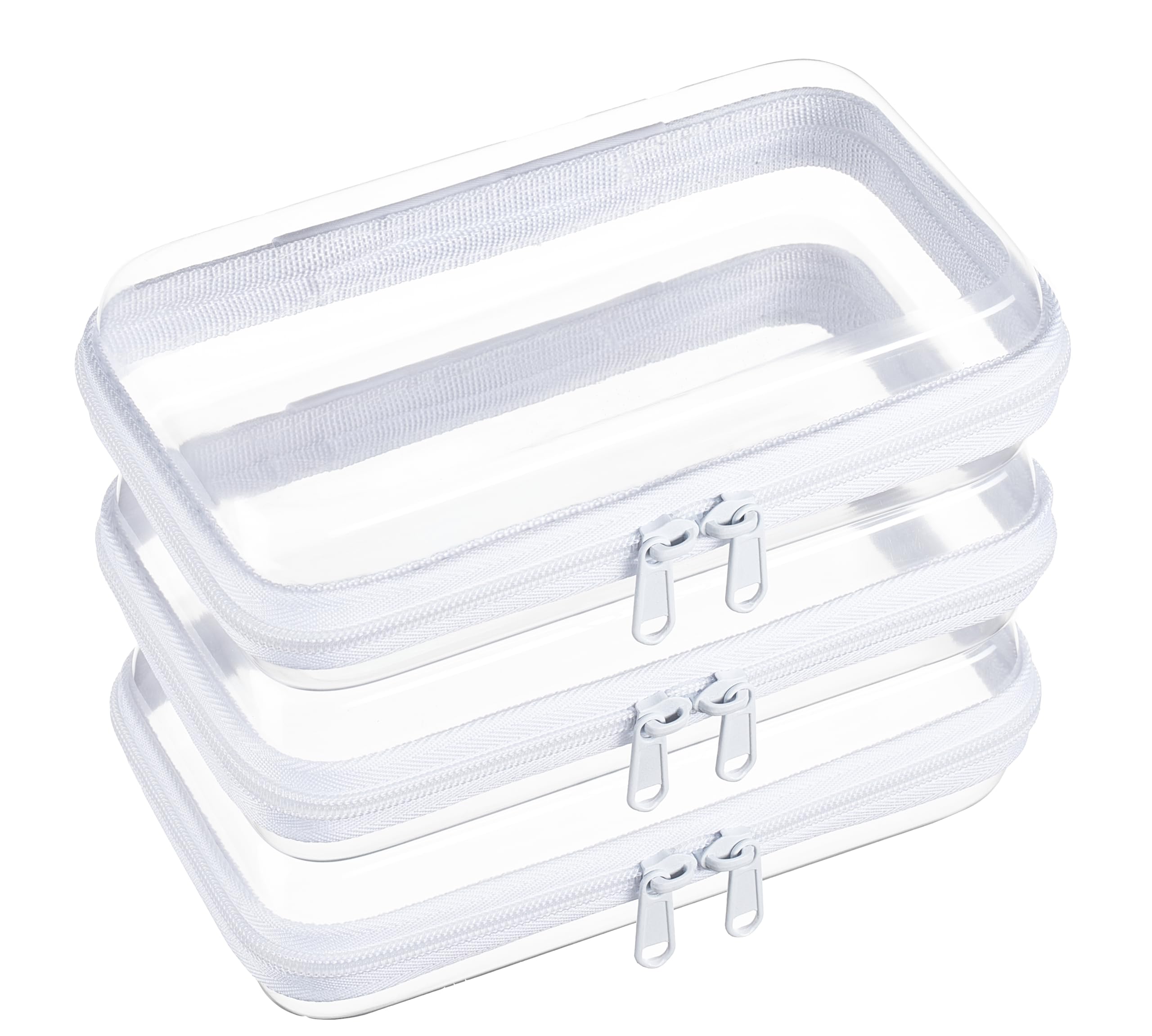 4 pcs Clear Zipper Pouches,Hard Shell Zipper Case, Toiletry Bag for Travel, CLear Diaper Bag, Toiletry Pouch, Travel Organizer, Cosmetic Bag,Toy Storage Bins (M+3S)