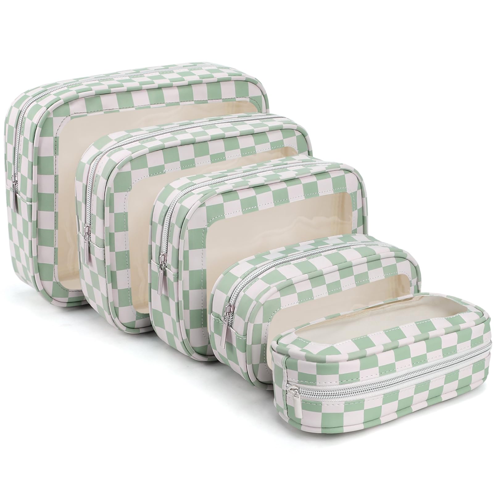 3PCS Clear Toiletry Bag,TSA Approved Travel Makeup Pouch with Zipper for Cosmetics and Toiletries，Diaper Bag Organizer Pouch Set,Women's Purse Organizer and Clear Car Bag